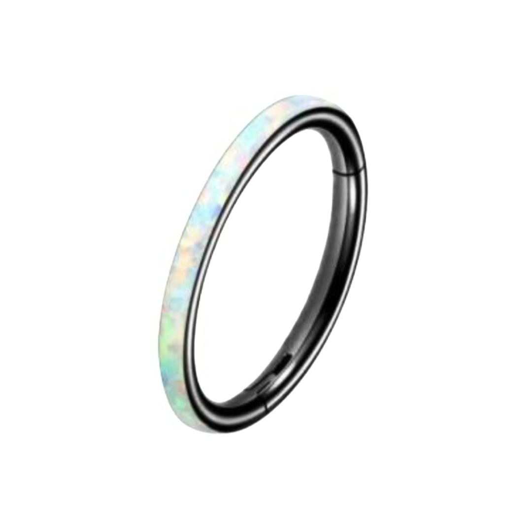 White Opal side face Hoop