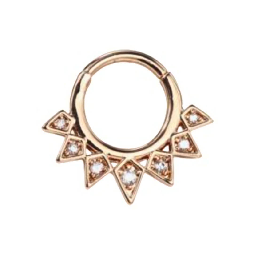 Spikes with CZ Ornament Clicker Hoop