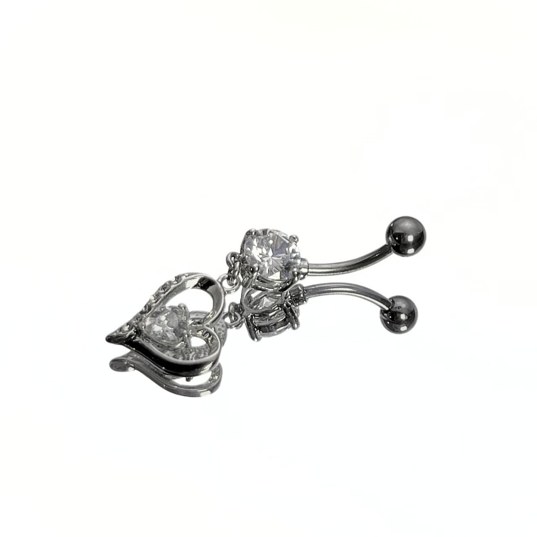 Belly button ring with Heart shaped dangle