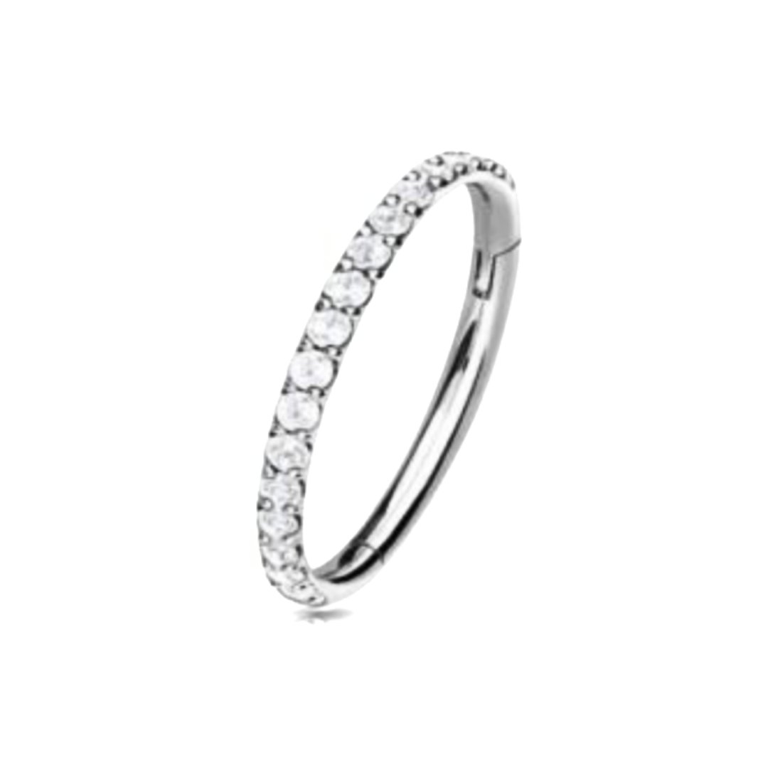 Silver Base with CZ Clicker Hoop