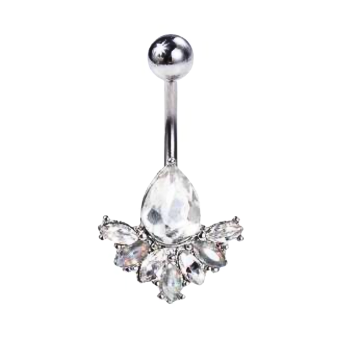 Five marquise ornament belly button ring