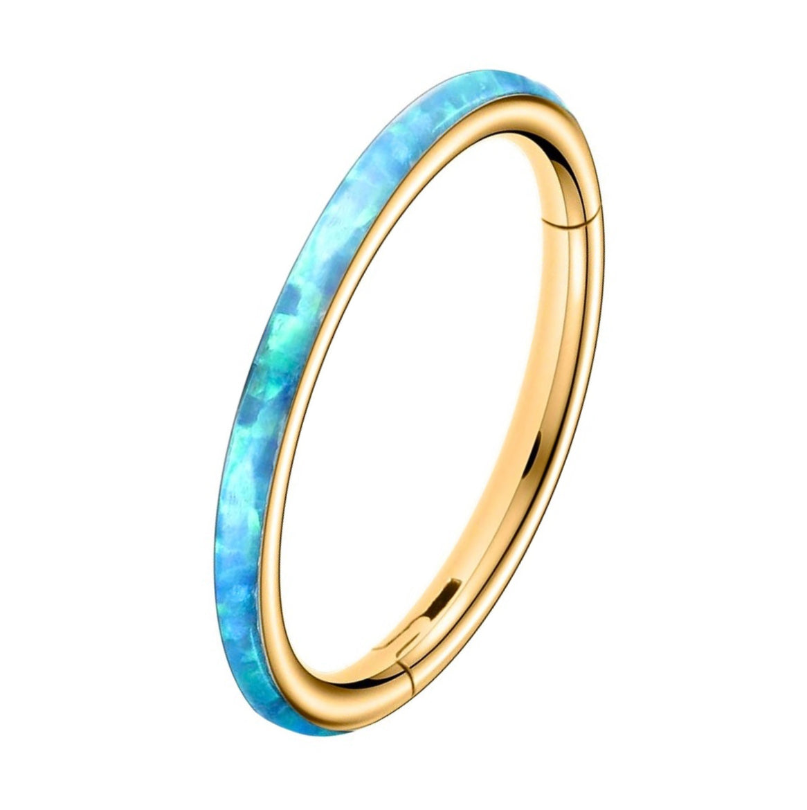 Gold base Opal side face Clicker Hoop