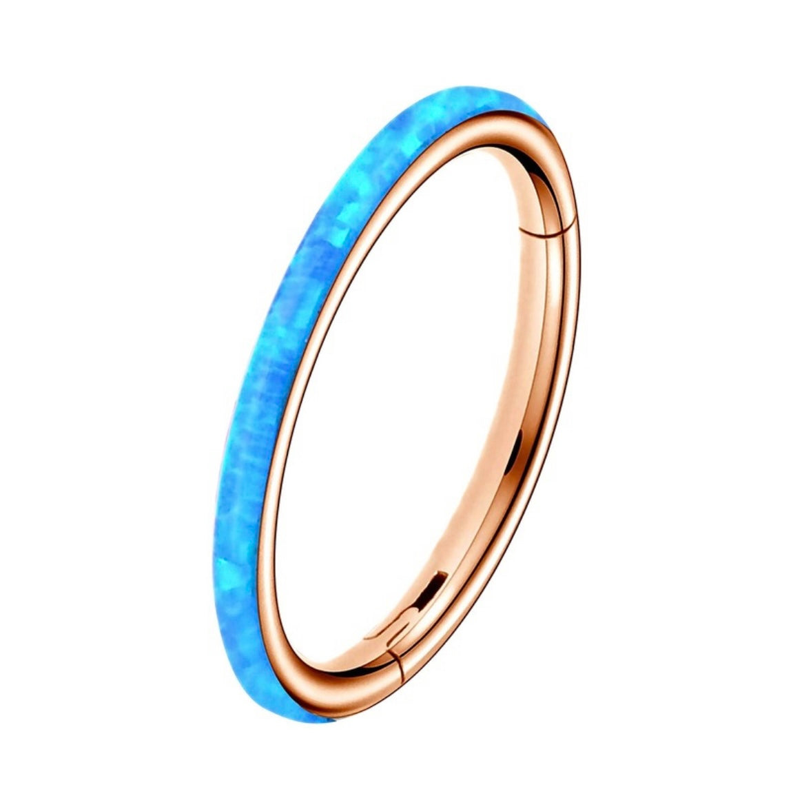 Rose Gold base Opal side face Clicker Hoop