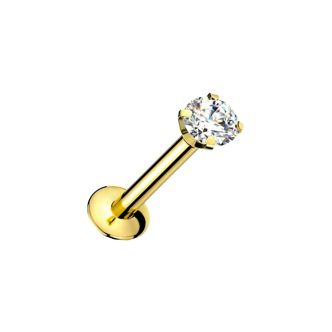 Gold base Clear CZ stud