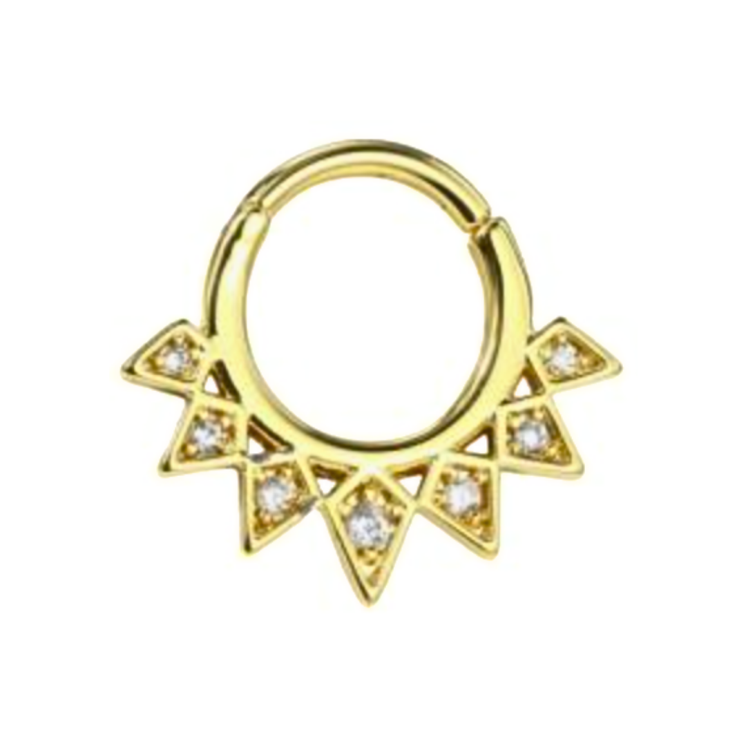 Spikes with CZ Ornament Clicker Hoop