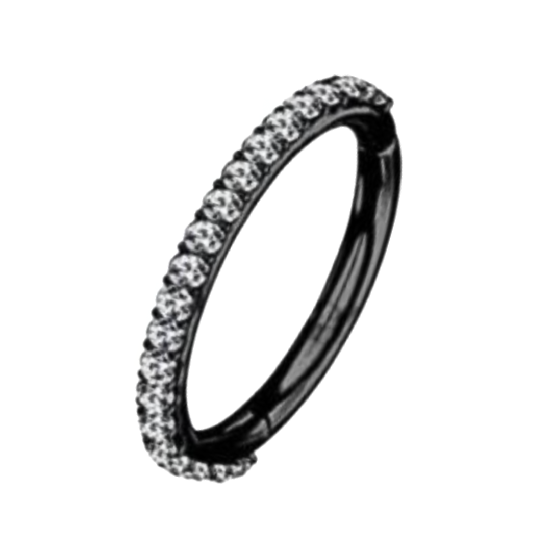 Black base Clear CZ Clicker Hoop