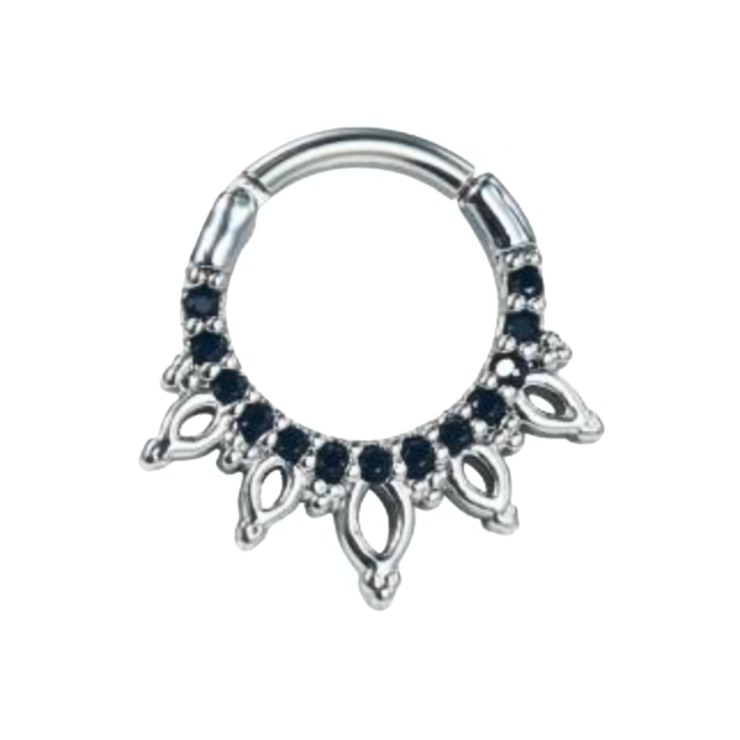 Cz & Petals Ornament Clicker Hoop