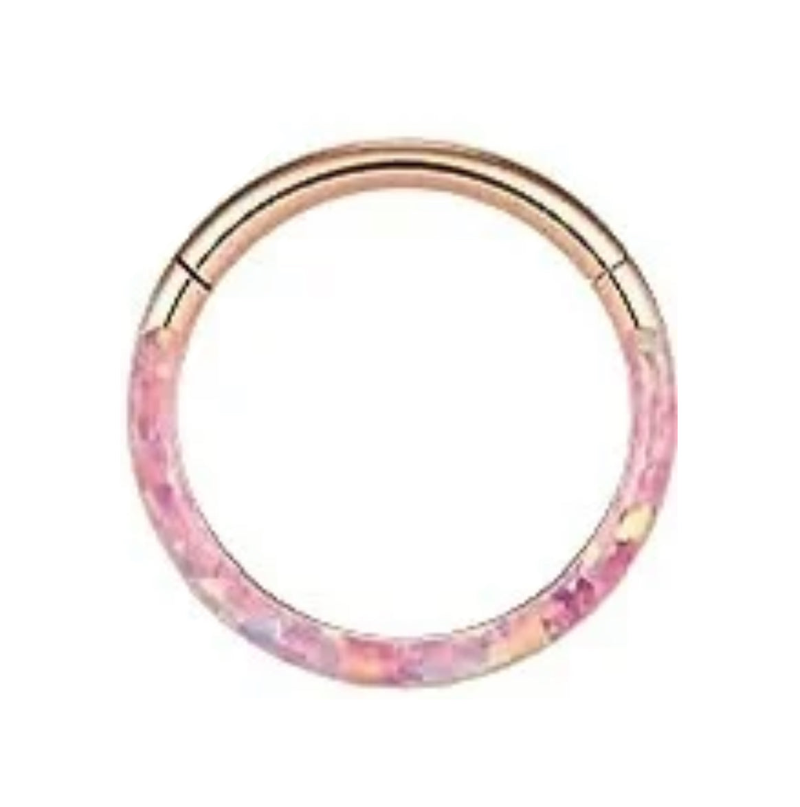 Rose Gold base Opal front face Clicker Hoop