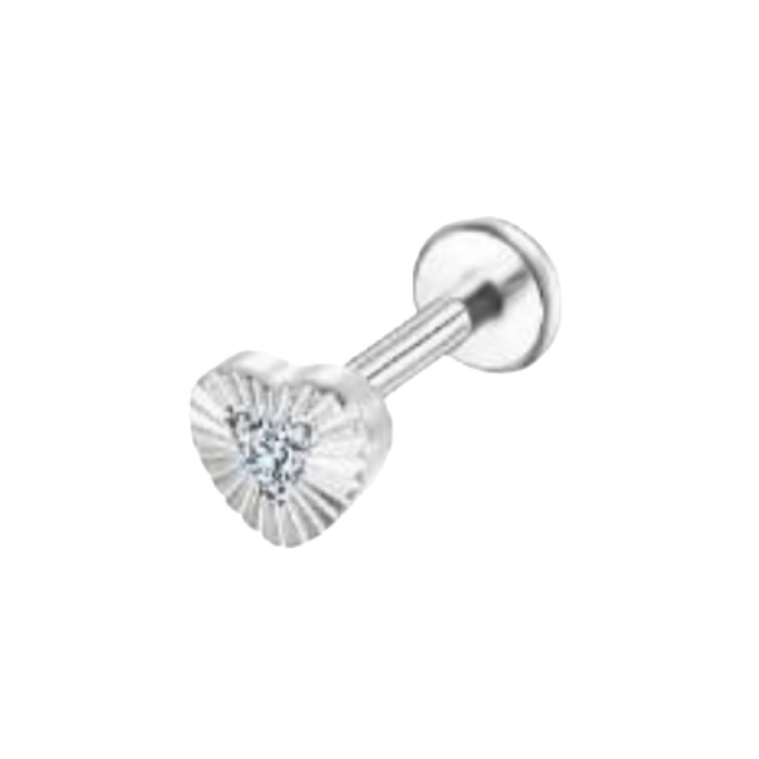 Heart-shaped with CZ center Stud