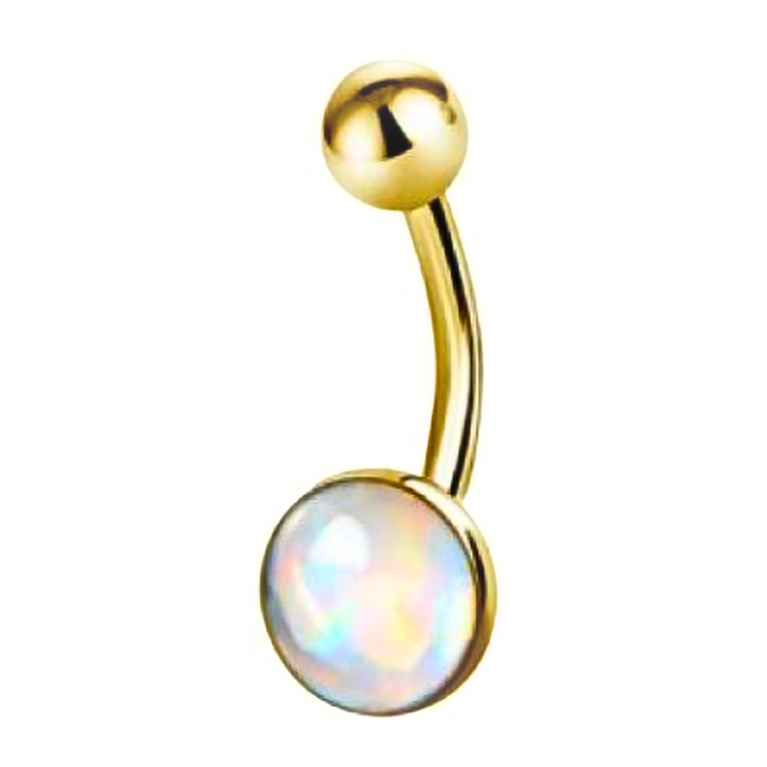 White Opal belly button ring