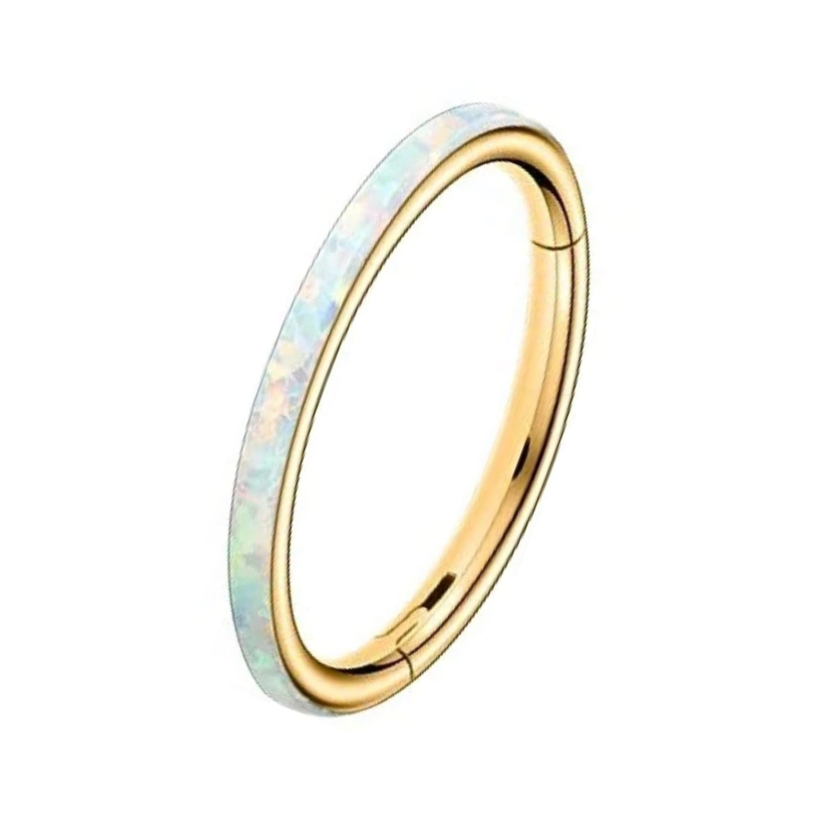 Gold base Opal side face Clicker Hoop