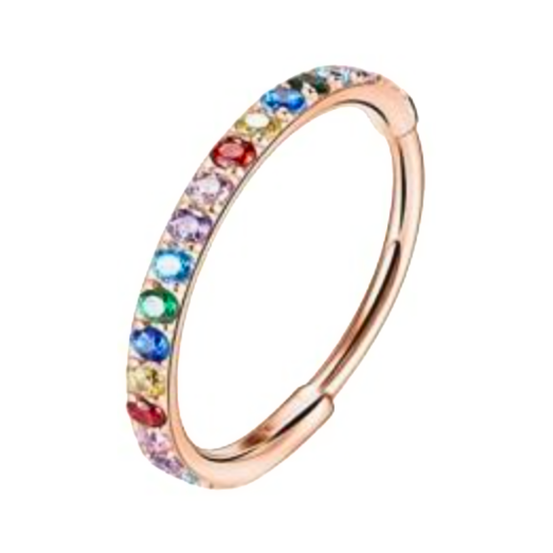 Mid Rose Gold Base Multicolour CZ Hoop