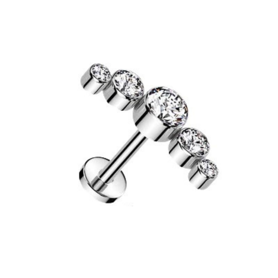 Five round CZ marquise Stud