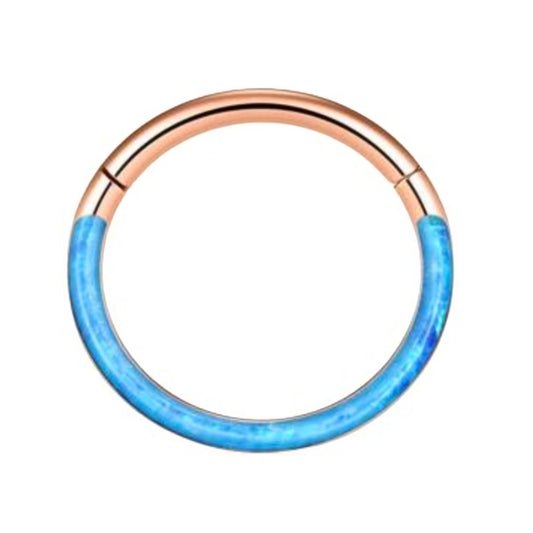 Rose Gold base Opal front face Clicker Hoop