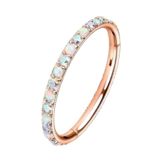 Rose Gold Base White Opal + AB CZ Clicker Hoop