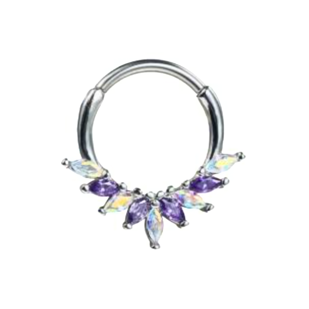 Purple Marquise Clicker Hoop