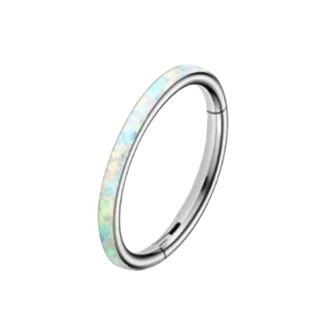 White Opal side face Hoop